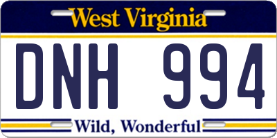 WV license plate DNH994