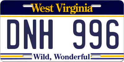 WV license plate DNH996