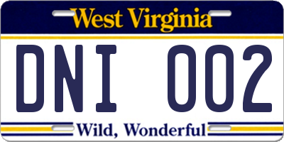 WV license plate DNI002