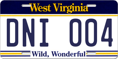WV license plate DNI004