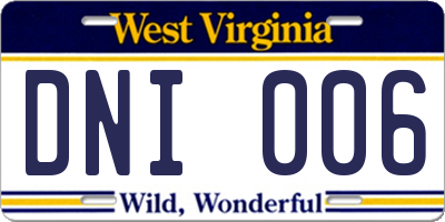 WV license plate DNI006