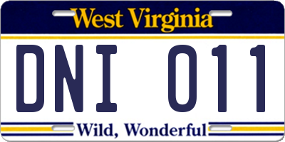 WV license plate DNI011