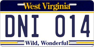 WV license plate DNI014