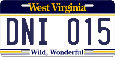 WV license plate DNI015