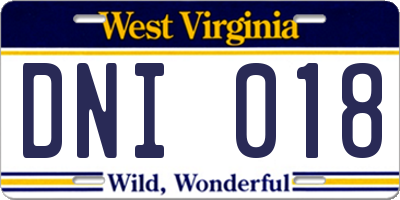 WV license plate DNI018
