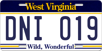 WV license plate DNI019