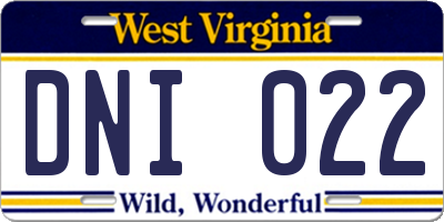 WV license plate DNI022