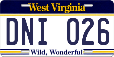 WV license plate DNI026