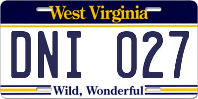 WV license plate DNI027
