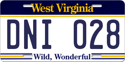 WV license plate DNI028