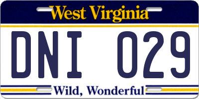 WV license plate DNI029