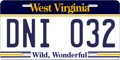 WV license plate DNI032