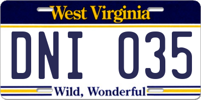 WV license plate DNI035