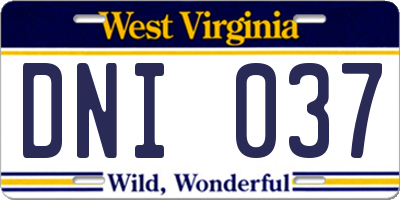 WV license plate DNI037