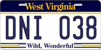 WV license plate DNI038