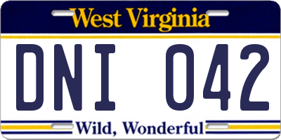 WV license plate DNI042