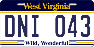 WV license plate DNI043