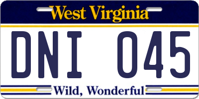 WV license plate DNI045