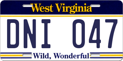 WV license plate DNI047