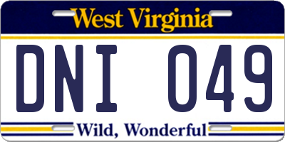 WV license plate DNI049