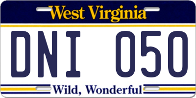 WV license plate DNI050