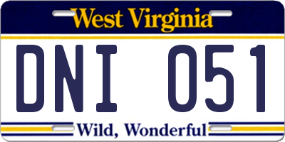 WV license plate DNI051