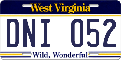 WV license plate DNI052