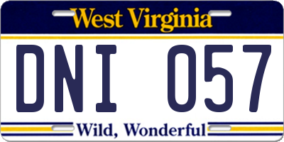WV license plate DNI057