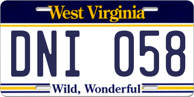 WV license plate DNI058