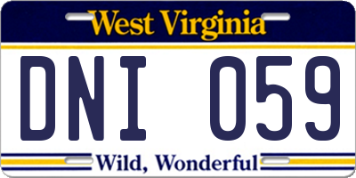 WV license plate DNI059