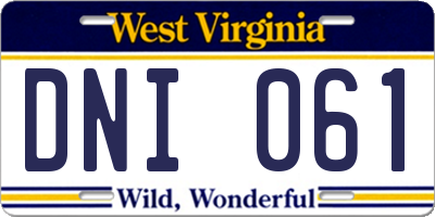 WV license plate DNI061