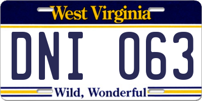 WV license plate DNI063