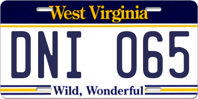 WV license plate DNI065