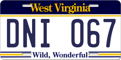 WV license plate DNI067