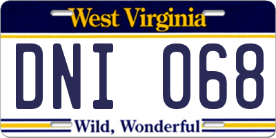 WV license plate DNI068