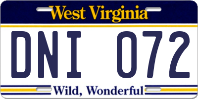 WV license plate DNI072