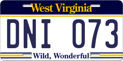 WV license plate DNI073