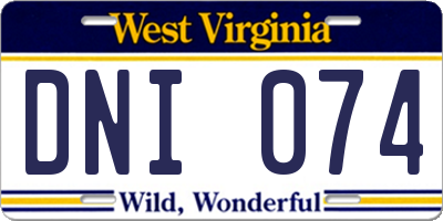 WV license plate DNI074