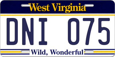 WV license plate DNI075