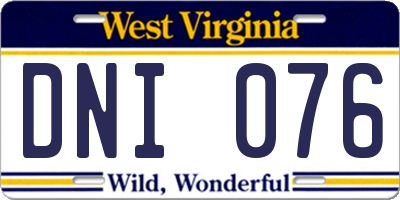 WV license plate DNI076