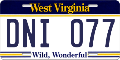 WV license plate DNI077