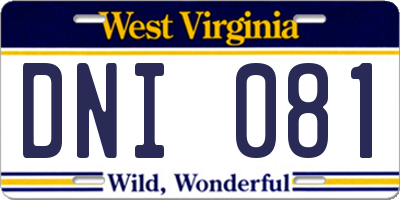 WV license plate DNI081
