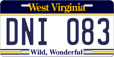 WV license plate DNI083