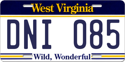 WV license plate DNI085