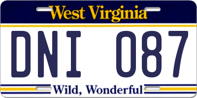WV license plate DNI087