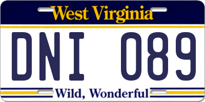 WV license plate DNI089
