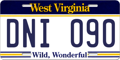 WV license plate DNI090