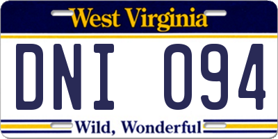 WV license plate DNI094