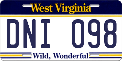 WV license plate DNI098