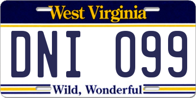 WV license plate DNI099